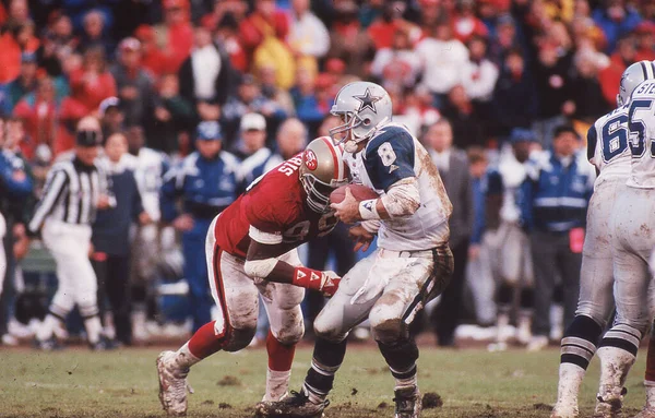 Dallas Cowboys Quarterback Troy Aikman Acción Nfl Durante Década 1990 — Foto de Stock
