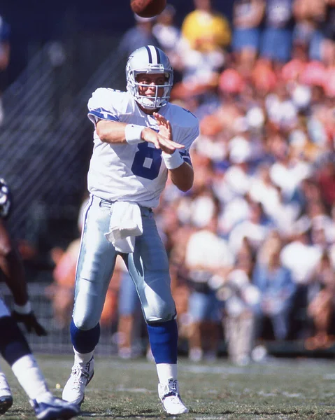 Quarterback Dallas Cowboys Troy Aikman Nfl Action Durante Década 1990 — Fotografia de Stock