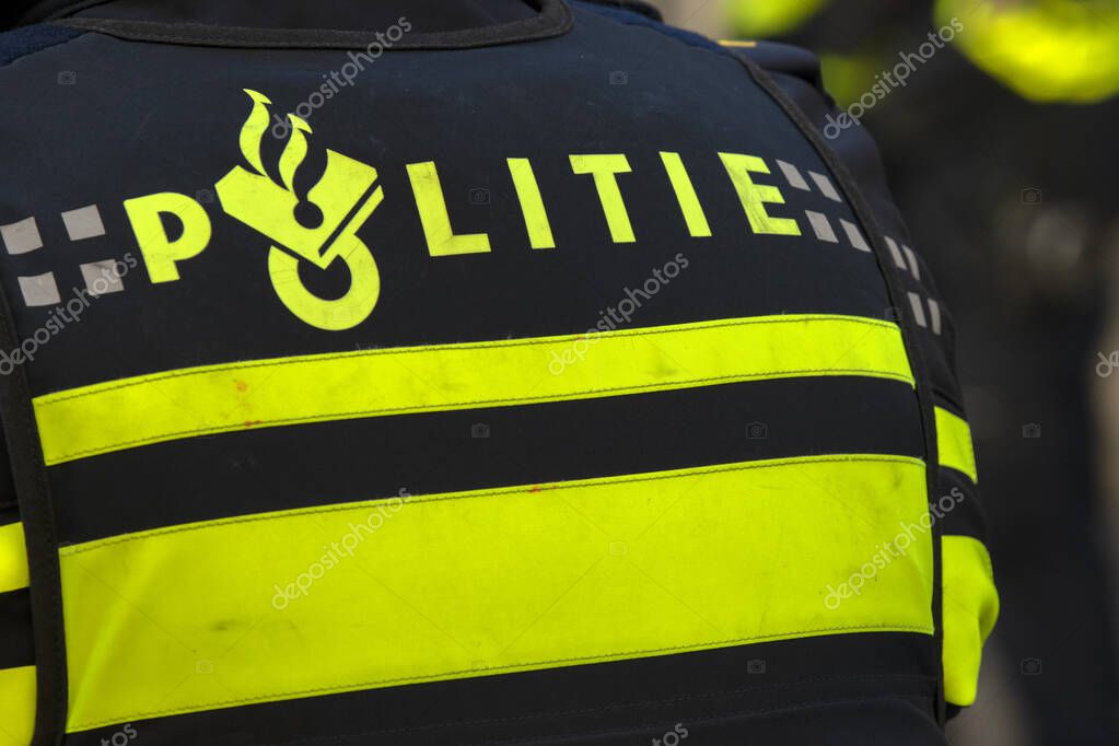 Backside Police Man At Amsterdam The Netherlands 4-5-2020