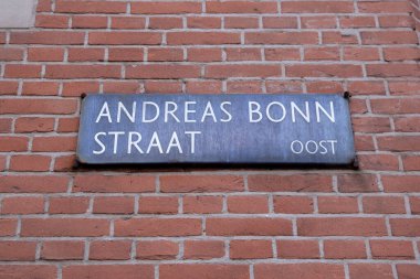 Sokak İşareti Andreas Bonnstraat Amsterdam 'da Hollanda 5-3-2021