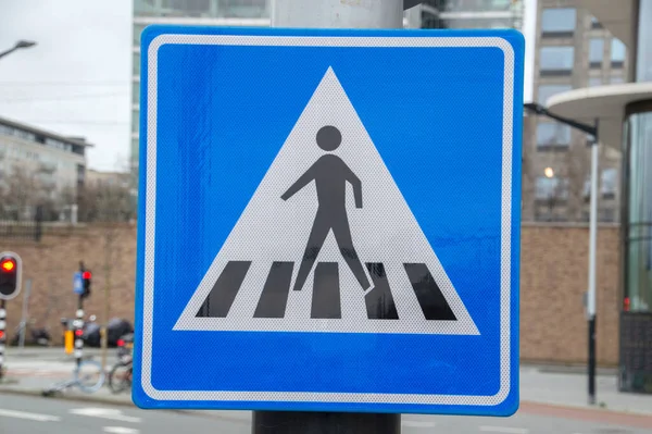 Street Sign Street Crossing Amsterdamie Holandia 020 — Zdjęcie stockowe