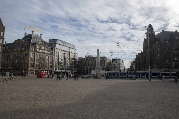 Amsterdam Daki Boş Baraj Meydanı Hollanda 2021 — Stok fotoğraf