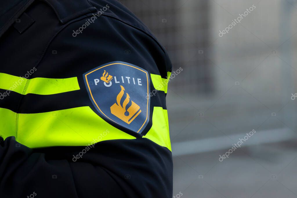 Close Up Police Logo At Amsterdam The Netherlands 4-5-2020