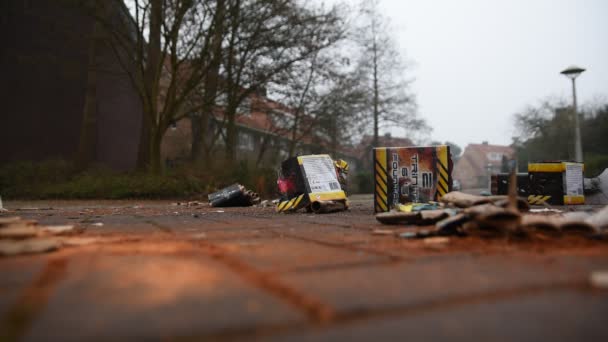 Ano Novo Fogos Artifício Lixo Amsterdã Holanda 2020 — Vídeo de Stock