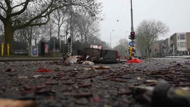 Sampah Kembang Api Tahun Baru Amsterdam Belanda 2020 — Stok Video