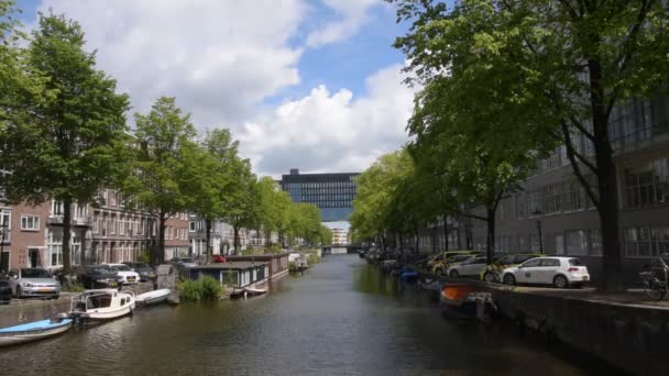 Nieuwe Achtergracht Kanalı Amsterdam Hollanda 2020 — Stok video