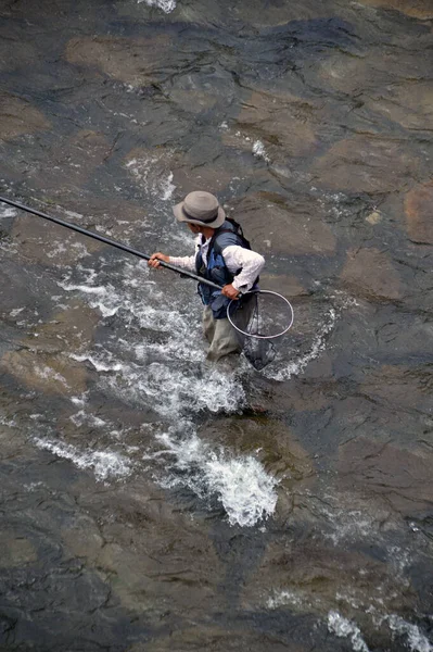 Fermer Pêcheur Rivière Nischiki Iwakuni 2015 — Photo