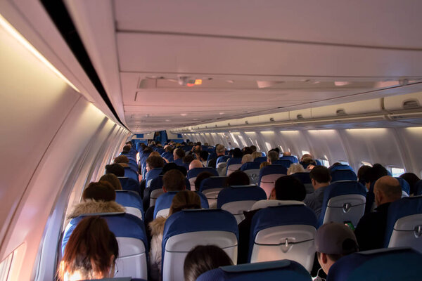 Inside A KLM Plane At Manchester Airport The Netherlands 9-12-2019