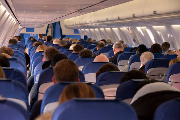 Inside A KLM Plane At Manchester Airport The Netherlands 9-12-2019