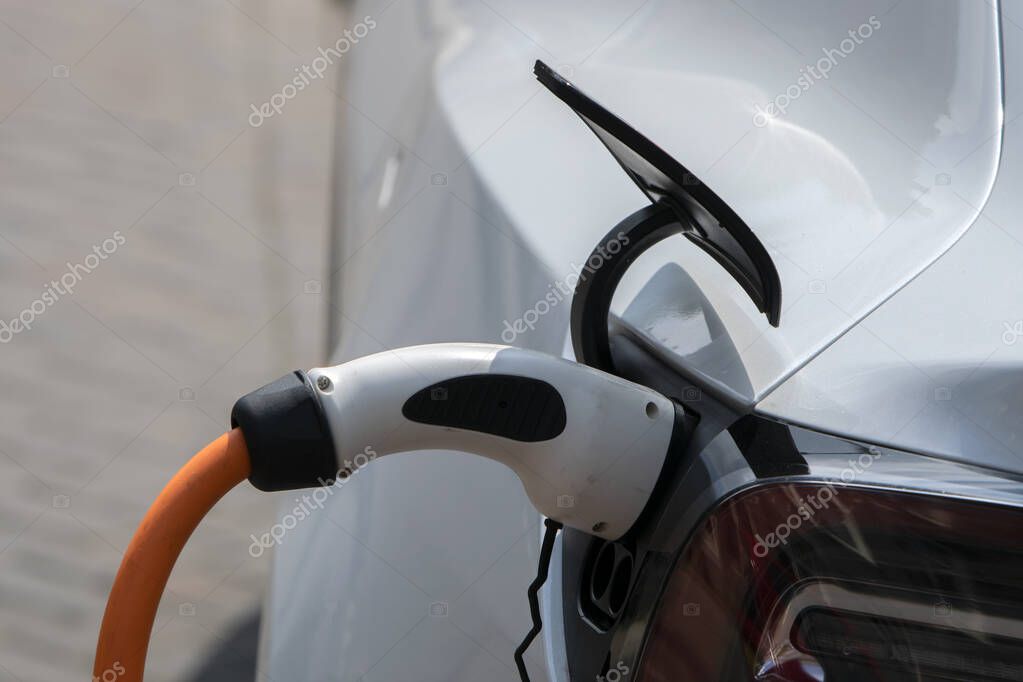Powering An Nissan Electrical Car At Amsterdam The Netherlands 12-6-2020