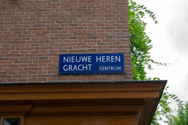 Street Sign Nieuwe Herengracht Canal Amsterdam Hollandia Július 2019 — Stock Fotó