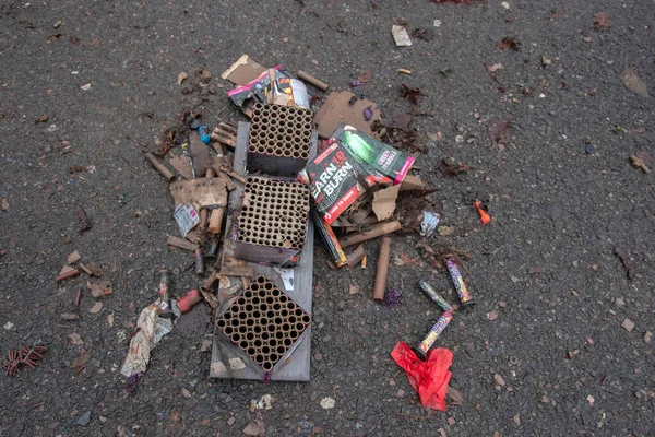 Feuerwerk Auf Der Straße Nächsten Tag Amsterdam Niederlande 2020 — Stockfoto