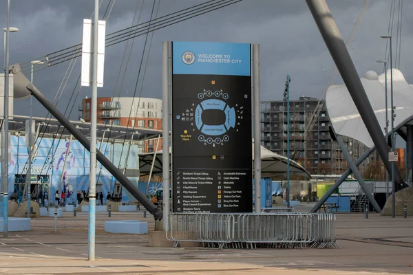 Panneau Affichage Manchester Football Stadium Manchester Angleterre 2019 — Photo
