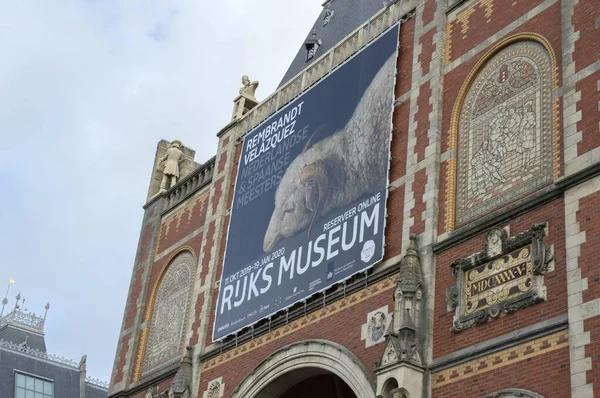 Billboard Rembrandt Velazquez Exhibition Rijksmuseum Amsterdam Netherlands 2019 — Stock Photo, Image