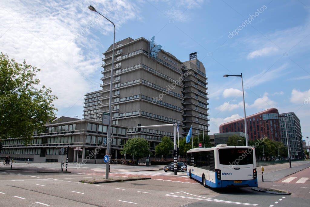 Bus Passing By At The Free University At Amsterdam The Netherlands 19-7-2020