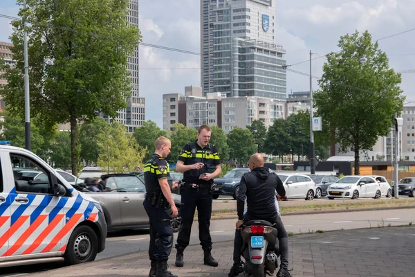 Autista Ciclomotore Multato Amsterdam Paesi Bassi 2020 — Foto Stock