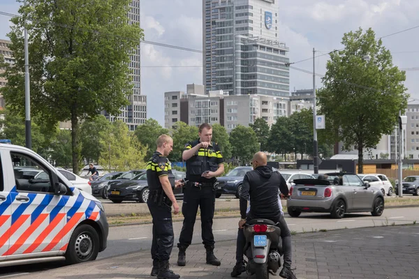 Autista Ciclomotore Multato Amsterdam Paesi Bassi 2020 — Foto Stock