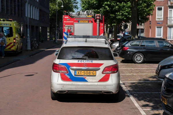 Polizia Ambulanza Vigili Del Fuoco Lavoro Amsterdam Paesi Bassi 2020 — Foto Stock