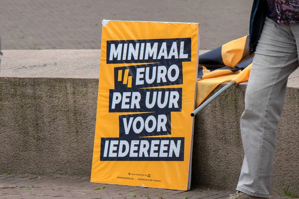 Poster Demonstration Euro Wages Amsterdam 네덜란드 2020 — 스톡 사진