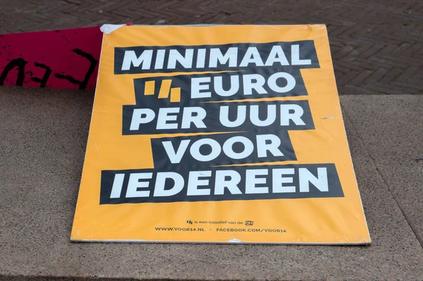 Poster Demonstration Euro Wages Amsterdam 네덜란드 2020 — 스톡 사진