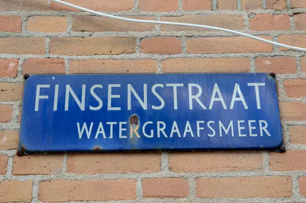 Street Sign Finsenstraat Amsterdam Netherlands 2020 — Stock Photo, Image