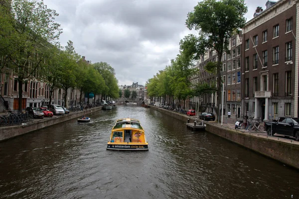 Backside Canal Cruise Boat Herengracht Canal Netherlands 2021 — Stock Photo, Image