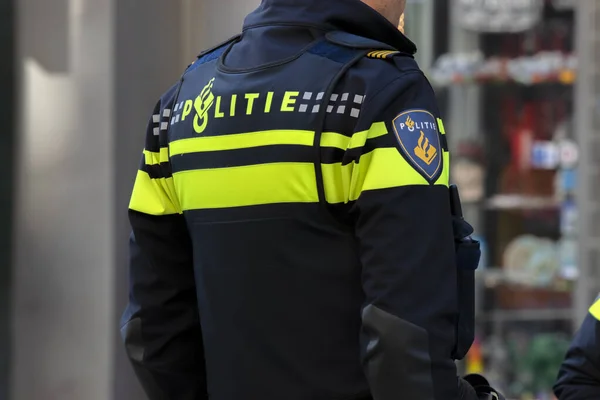 Parte Trás Policial Amsterdã Holanda 2020 — Fotografia de Stock