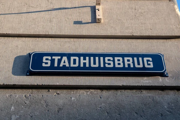 Street Sign Stadhuisbrug Utrecht Paesi Bassi 2019 — Foto Stock