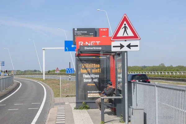 Paragem Ônibus Diemerknoop Diemen Holanda 2020 — Fotografia de Stock