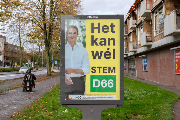 Билборд D66 Роб Джет Кан Вел в Амстердаме Нидерланды 28-10-2025