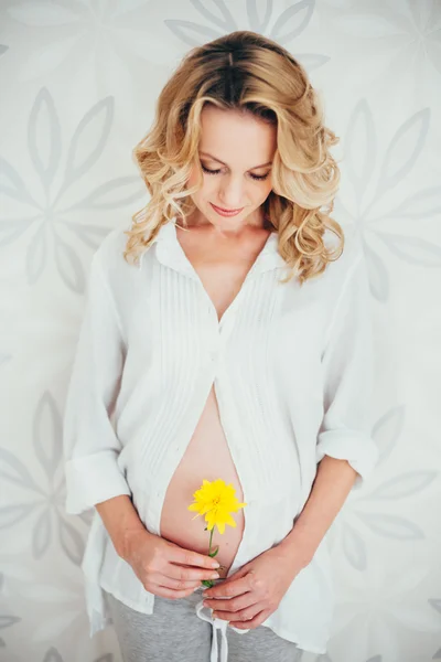 Happy family.a pregnant woman — Stock Photo, Image