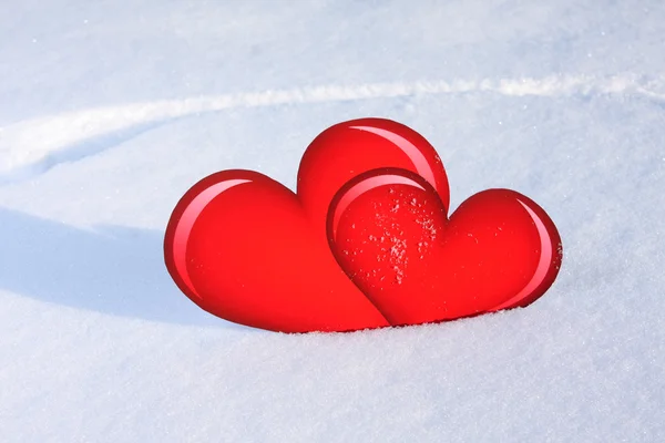 Hearts snow — Stock Photo, Image