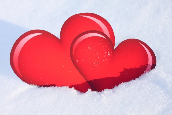 Hearts snow — Stock Photo, Image