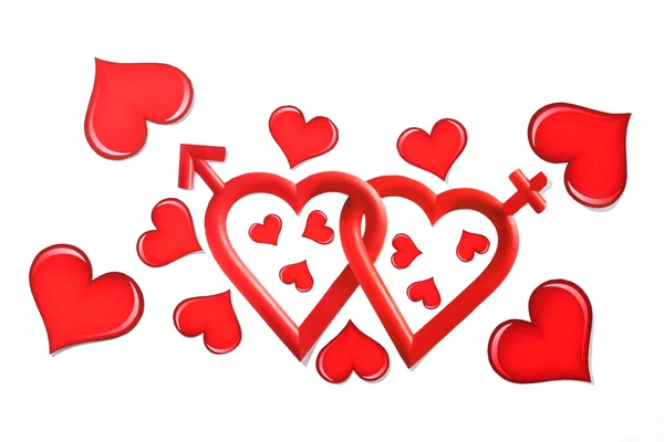 Valentýnské srdce na bílém pozadí — Stock fotografie
