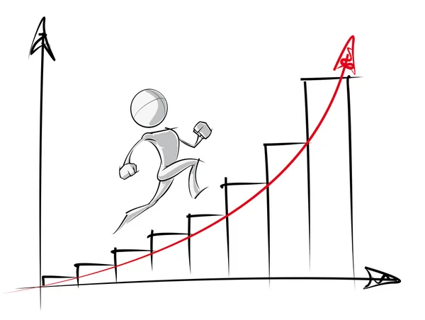 Pessoas simples - Gráfico de crescimento exponencial —  Vetores de Stock