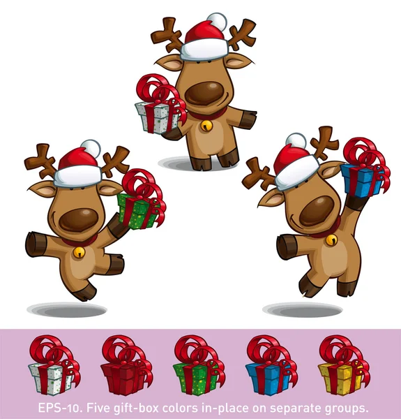 Elks Holding a Gift — Stock Vector