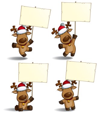 Christmas Elks Placard clipart