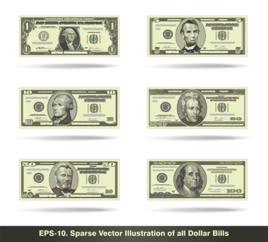 All Dollar Bills Flat clipart