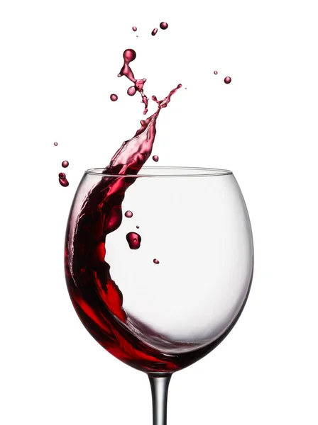 Glass Splashing Red Wine Isolated White — Stock Photo, Image