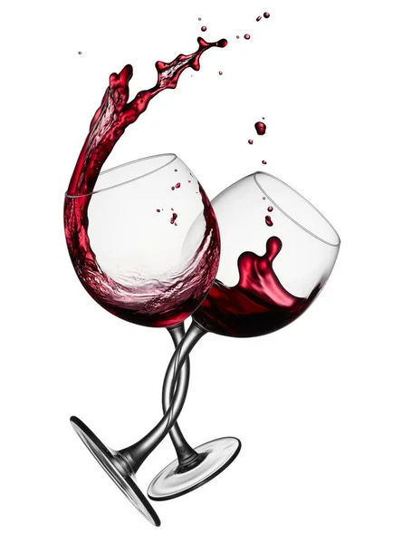 Two Glasses Red Wine Tangled Each Other — Stock Photo, Image