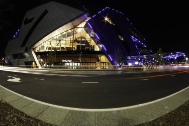 Perth Perth Arena Perth, Batı Avustralya, Avustralya 'da gece manzarası. 