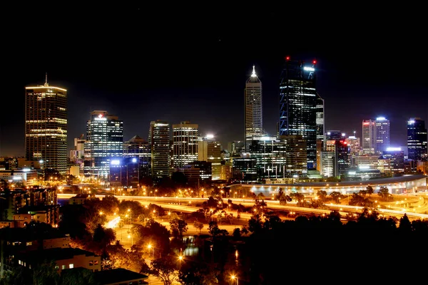Ciudad Perth Skyline Noche Perth Australia —  Fotos de Stock