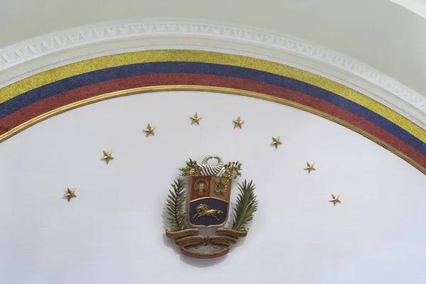 Caracas Distrito Capital Venezuela 2012 Detail Coat Arms Venezuela Flag — Stock Photo, Image