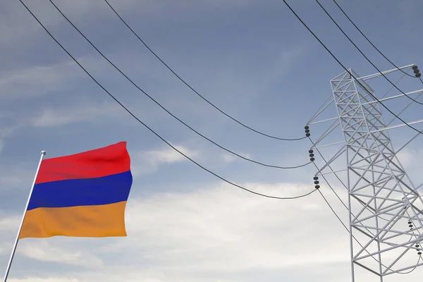 Electricity Consumption Production Countries Flag Armenia Render — 图库照片