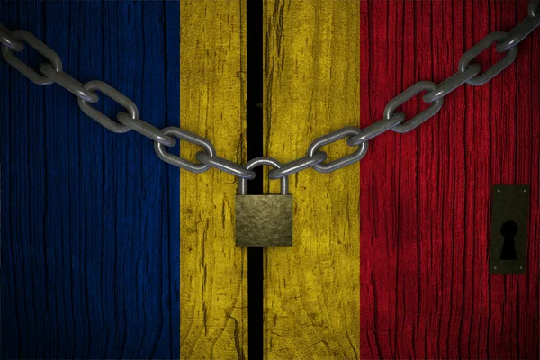 Koncepcyjny Skład Przypadku Zamknięcia Kwarantanny Dla Covid Koronawirusa Rumunia Zamknięcie — Zdjęcie stockowe