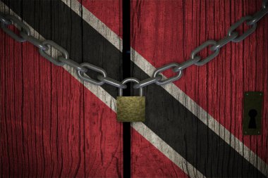 Covid-19 Coronavirüs Trinidad ve Tobago hapsetme 3D karantinası için kavramsal bileşim.