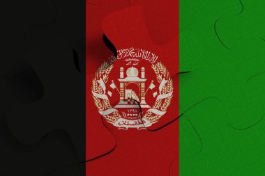 Kriz ve entegrasyon kavramının kompozisyonu Afganistan FLAG 'ın PUZLE 3D RENDER' a KALDI