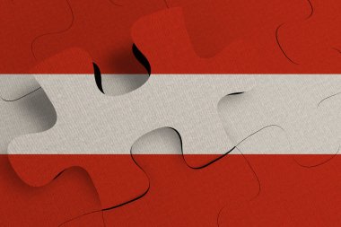 Kriz ve entegrasyon kavramının kompozisyonu. Avusturya FLAG, PUZLE 3D RENDER 'a KALDI