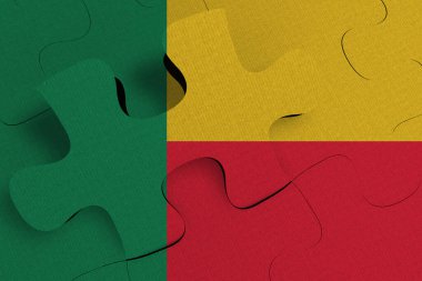 Bir ülkenin kriz ve entegrasyon kavramının kompozisyonu Benin FLAG 'ın PUZLE 3D RENDER üzerindeki boyası