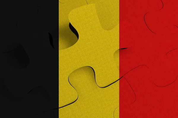 Composition Concept Crise Intégration Pays Belgique Flag Peinte Sur Puzzle — Photo